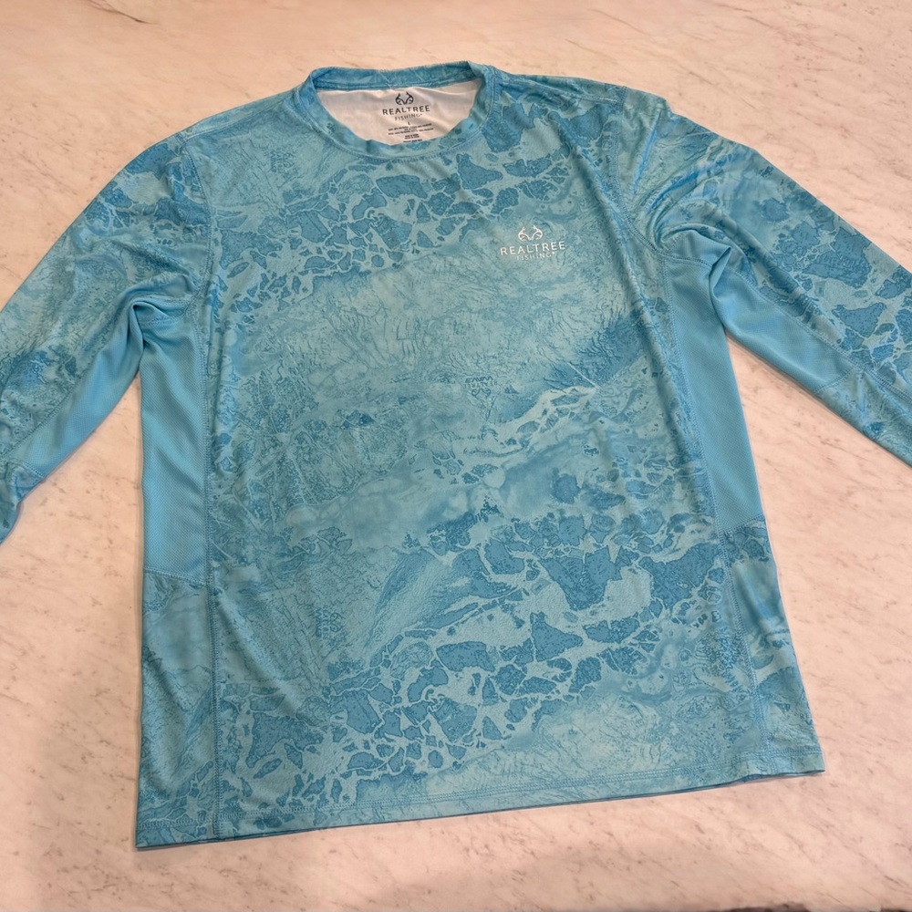Realtree Blue Long Sleeve Tee Lightweight Quick-Drying